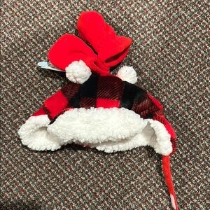 NWT Newborn Red Plaid Sherpa-Lined Winter Hat and Mittens